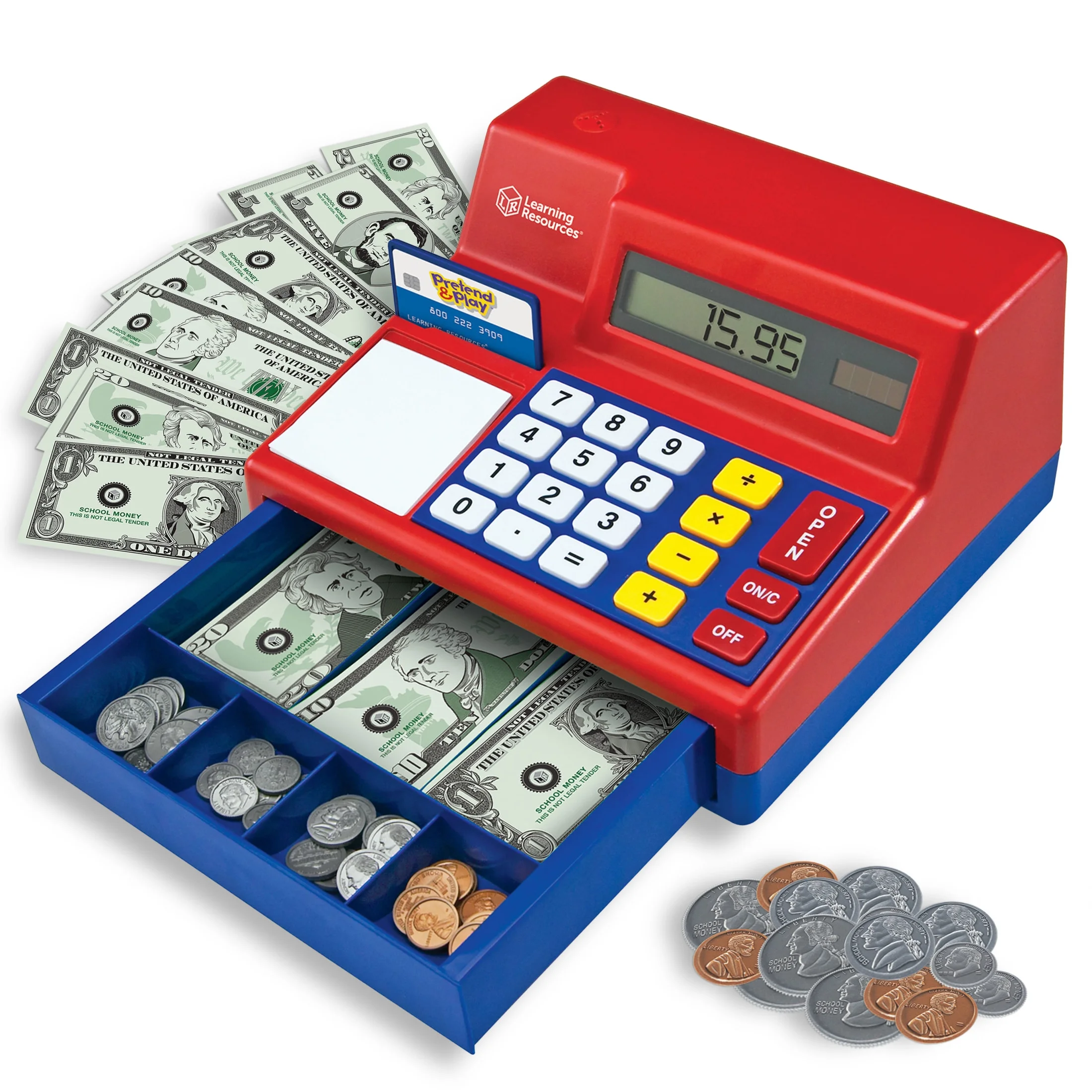 Pretend Play Cash Register Toy with Calculator for Kids Educational Gift Ages 3+
