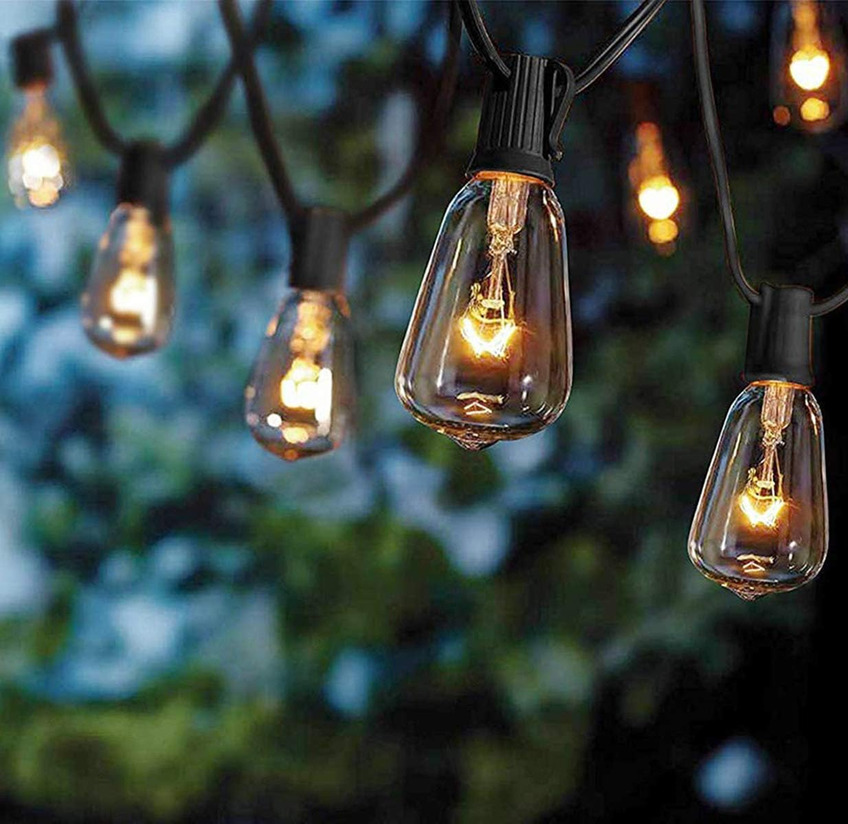 Outdoor Patio String Lights,10Ft Edison Bulb String Lights for Patio Garden Porch Backyard Party Deck Yard(Plus 1 Extra Bulbs)-Black