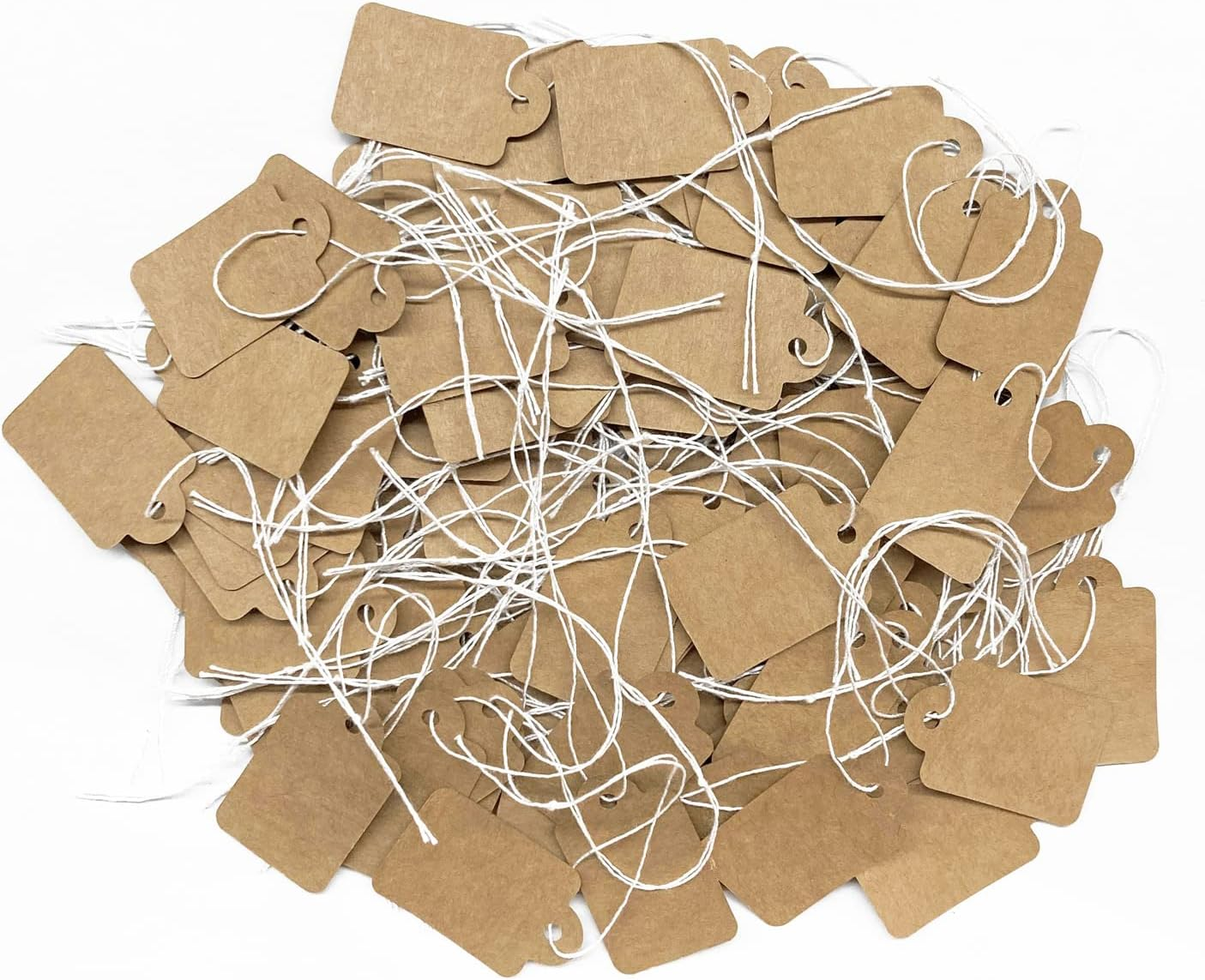 200Pcs Kraft Price Tags with String Attached, Marking Strung Writable Price Labels, Display Label for Clothing Jewelry Tag 1.38 × 0.87 Inches