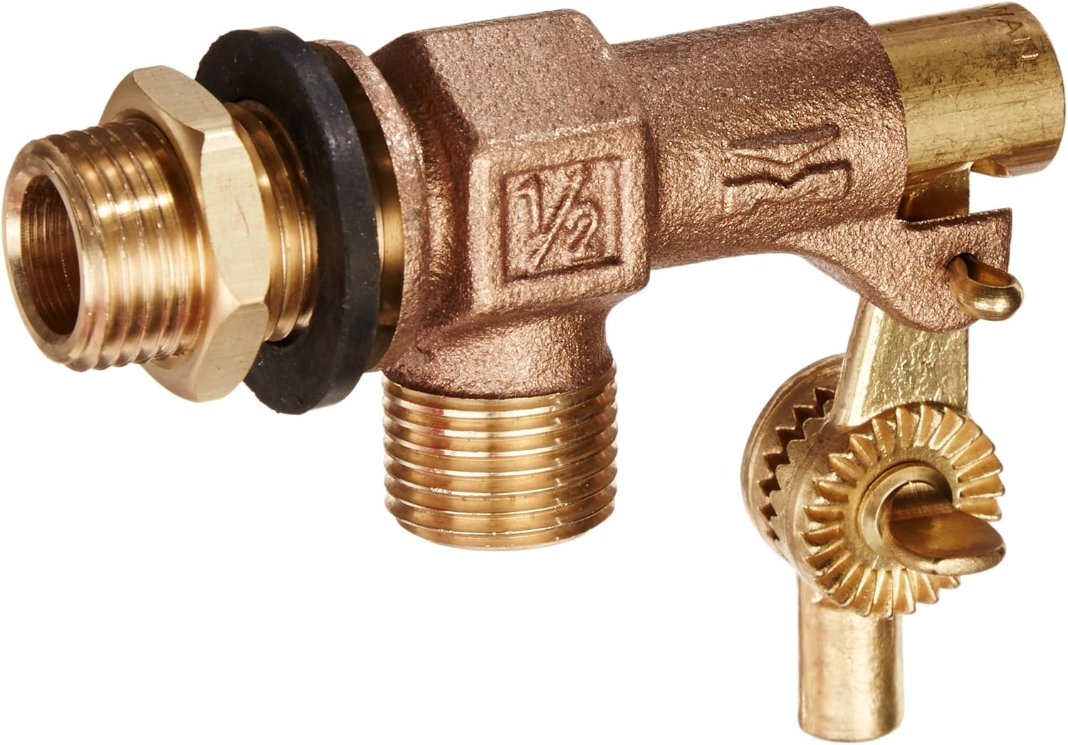Mueller Industries 109-813 Tank Float Valve, 1/2 Inlet X Male Outlet, 1/2-Inch, Bronze
