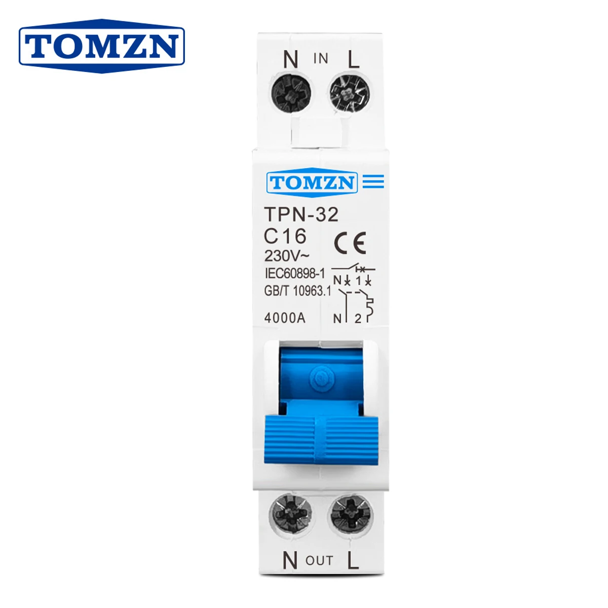 DPN TPN 1P+N 6A 10A 16A 20A 25A 32A Mini Circuit Breaker MCB 18MM DIN Rail 6000A Short-circuit protection Overload Protect