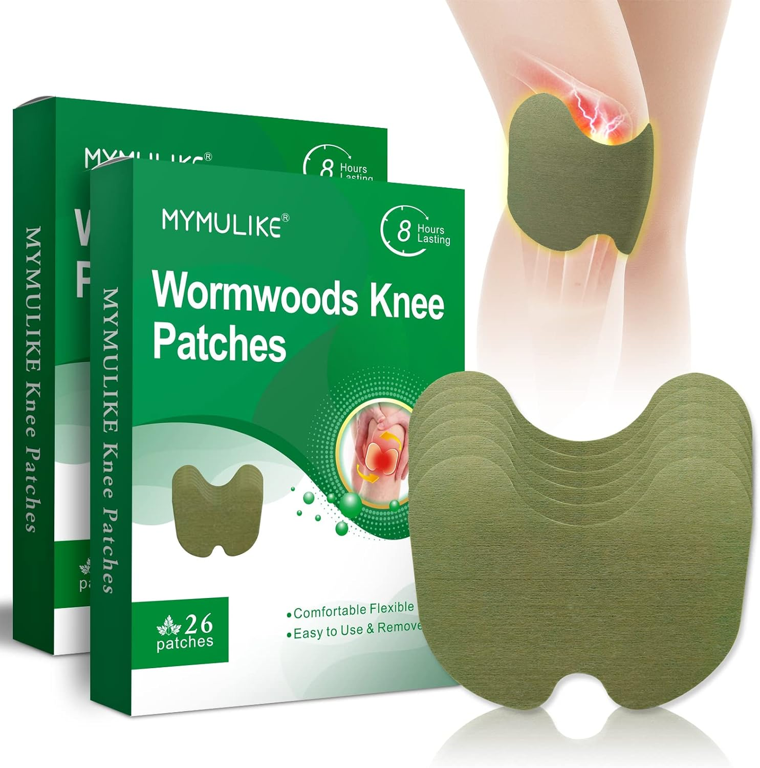 MYMULIKE Pain Relief Patch, Knee Pain Relief Patch,52 Pcs Wormwood Knee 