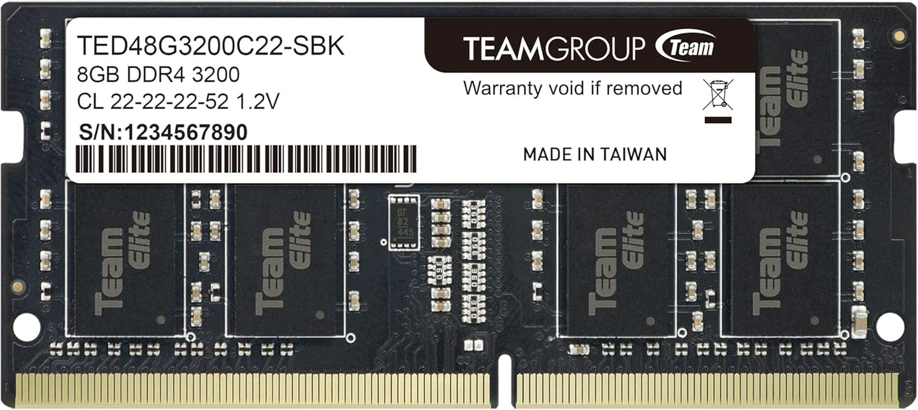 TEAMGROUP Elite DDR4 8GB Single 3200Mhz PC4-25600 CL22 Unbuffered Non-Ecc 1.2V SODIMM 260-Pin Laptop Notebook PC Computer Memory Module Ram Upgrade - TED48G3200C22-S01