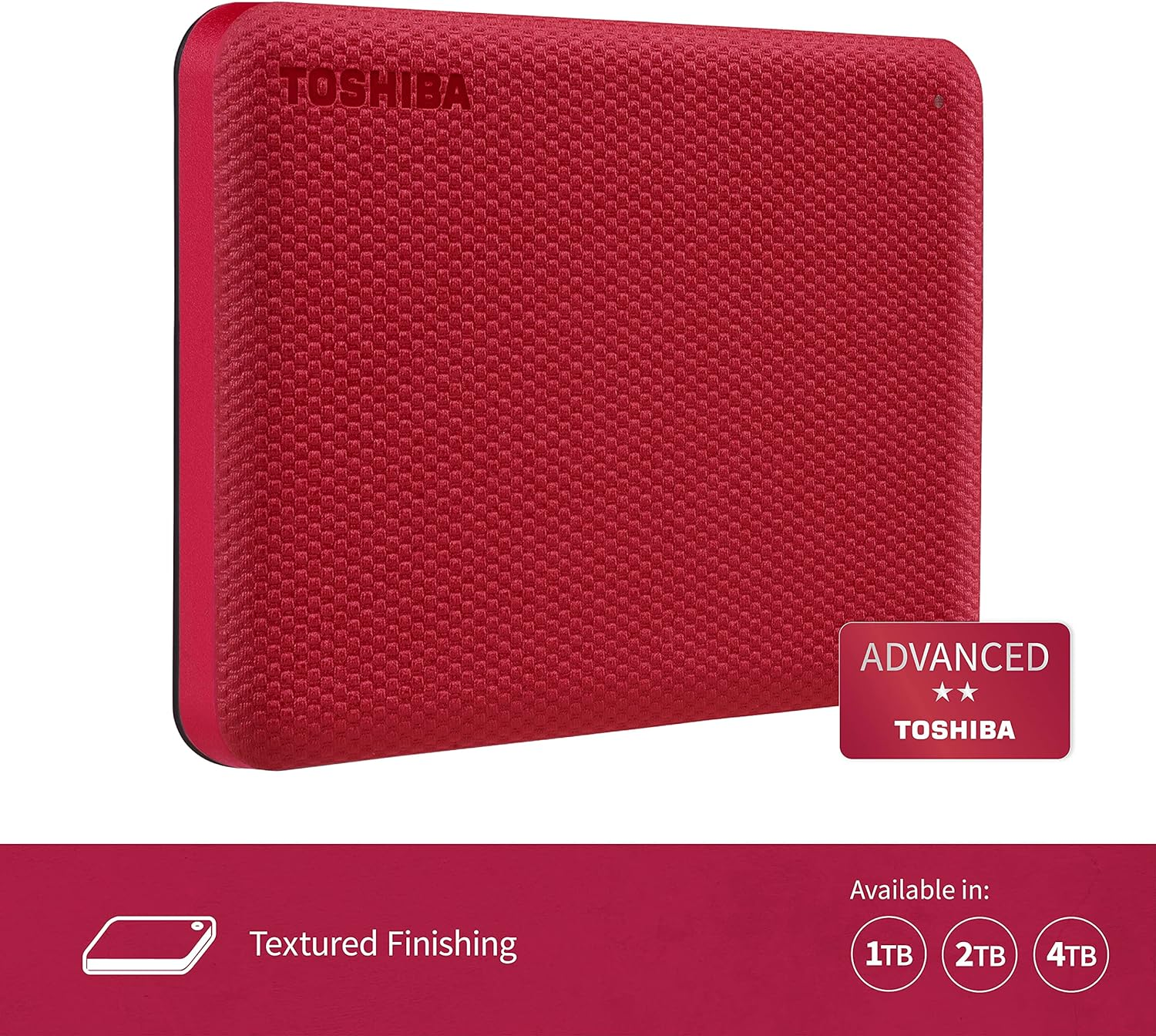 Toshiba Canvio Advance V10 1TB USB 3.0 Portable External Hard Drive, Red - Picture 5 of 17