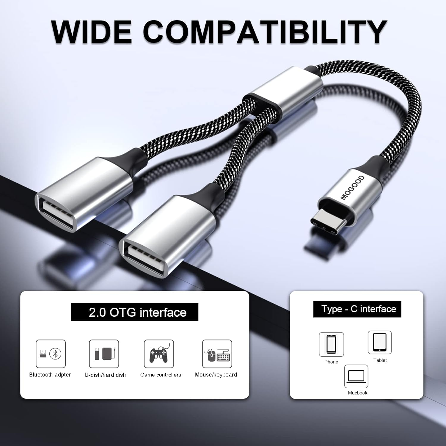 USB C to Dual USB Female Adapter Type C to Dual USB Splitter USB c to Double ... - Picture 5 of 15