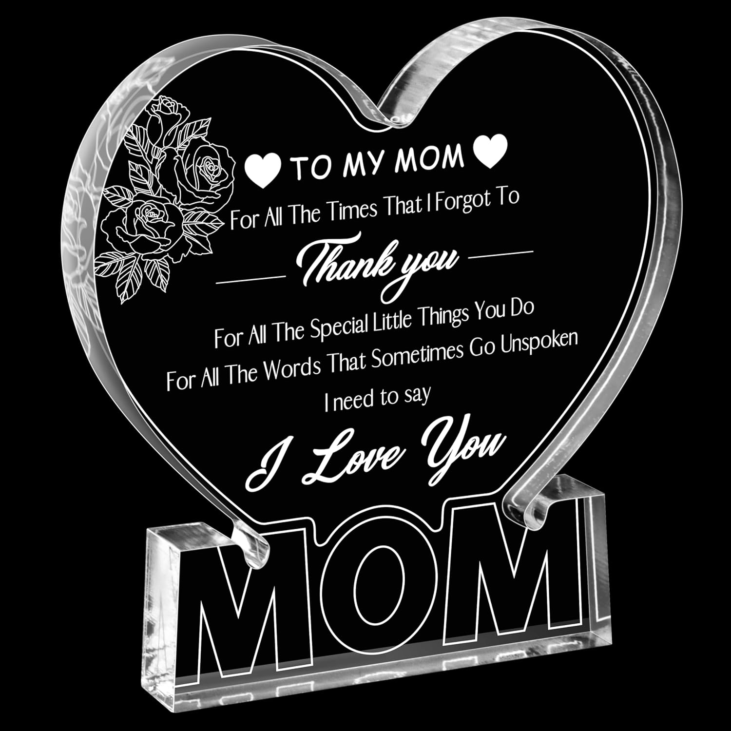 Delicate Colorful Acrylic Heart Plaque for Mother's Day and Birthdays