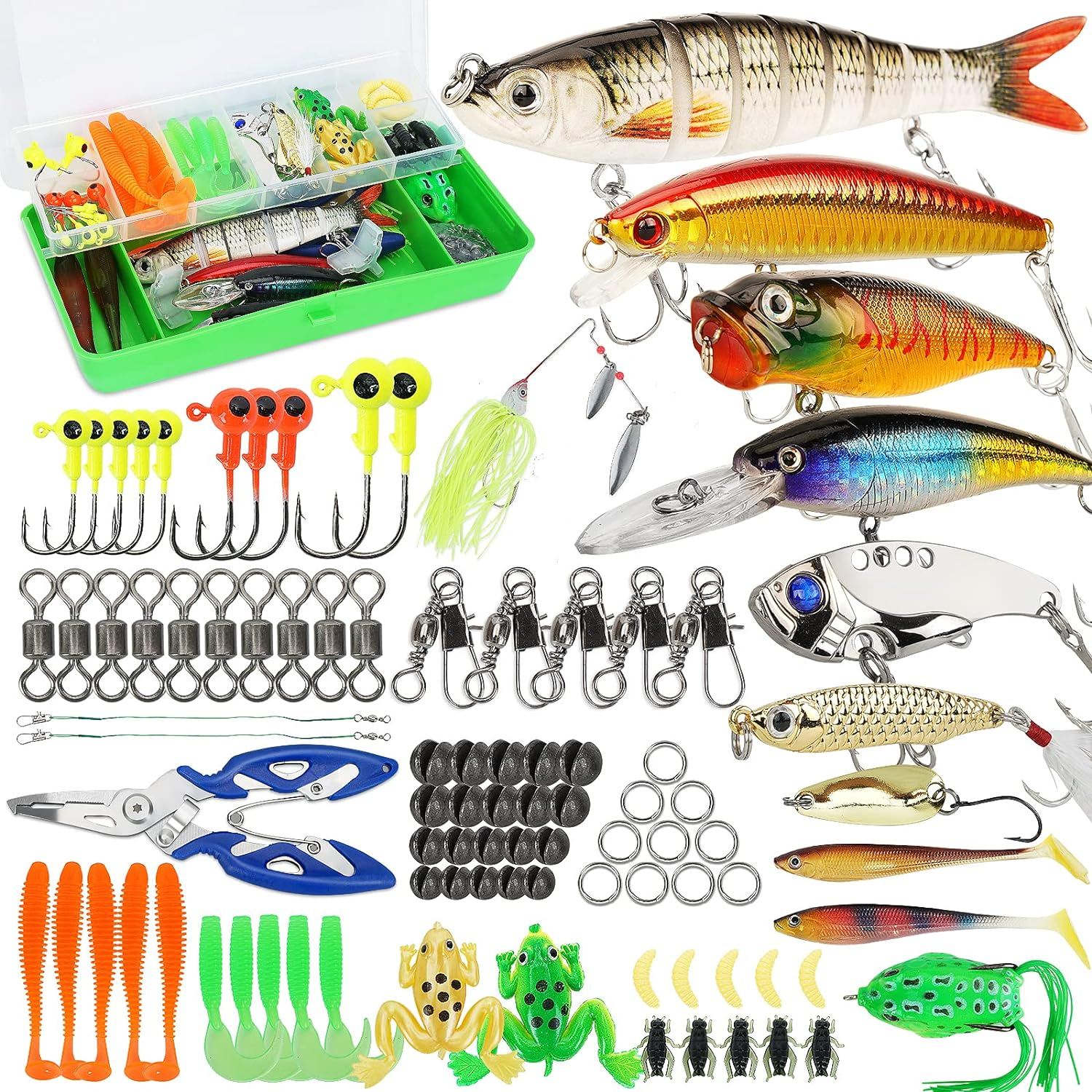 Fishing Lures Tackle Box Bass Kit,Including Animated Lure,Crankbaits,Spinnerbait