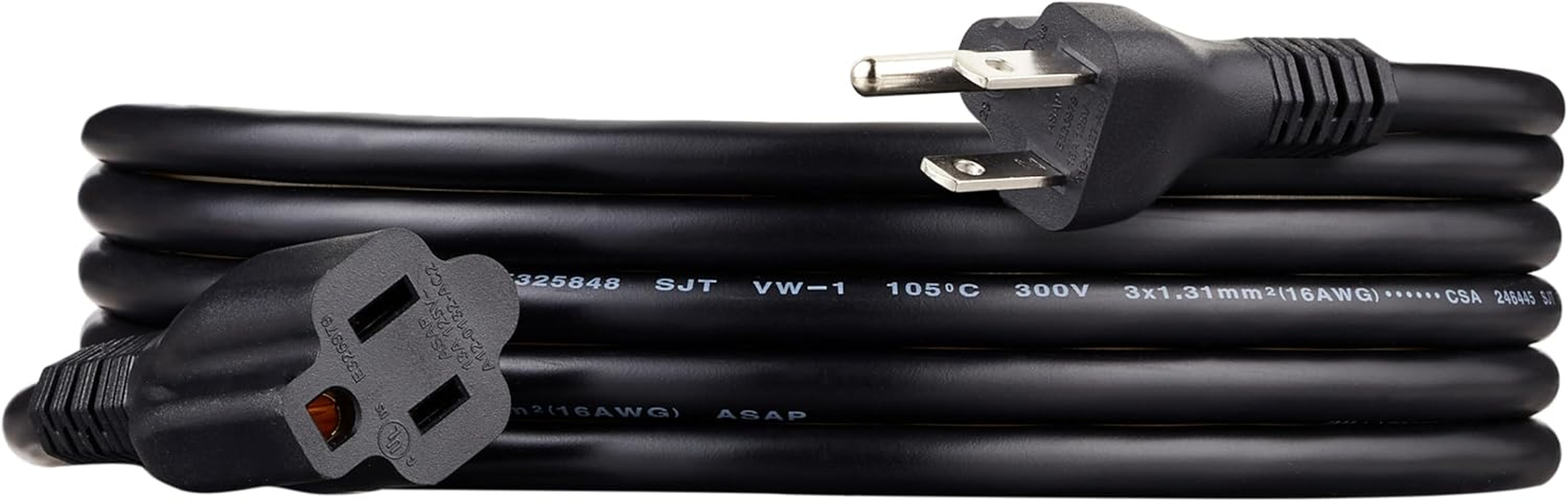 Amazon Basics Extension Cord, 10 Ft, 3 Prong Outlet Extender, Indoor Extension Cord, 13 Amps, 125V, Black