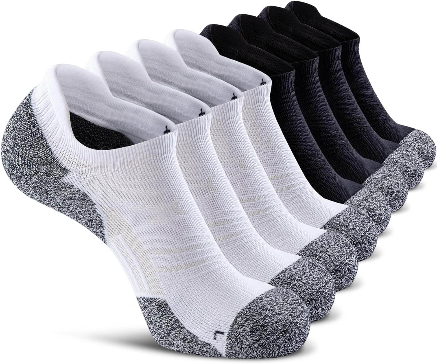 No Show Sports Compression Socks for Men Women with Cushion (4/8 Pairs)