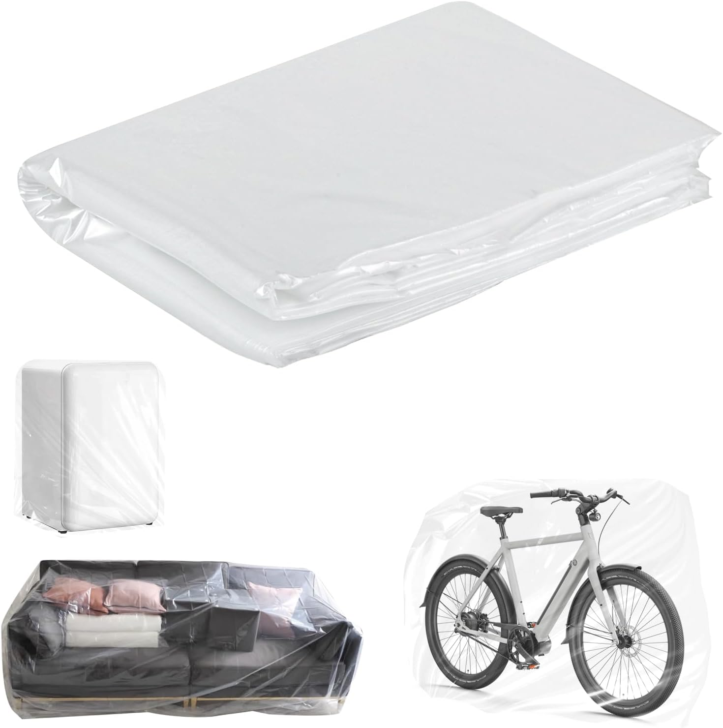 Storage Bags 4 Pack Clear Plastic 150X150Cm Furniture Clothes Cover