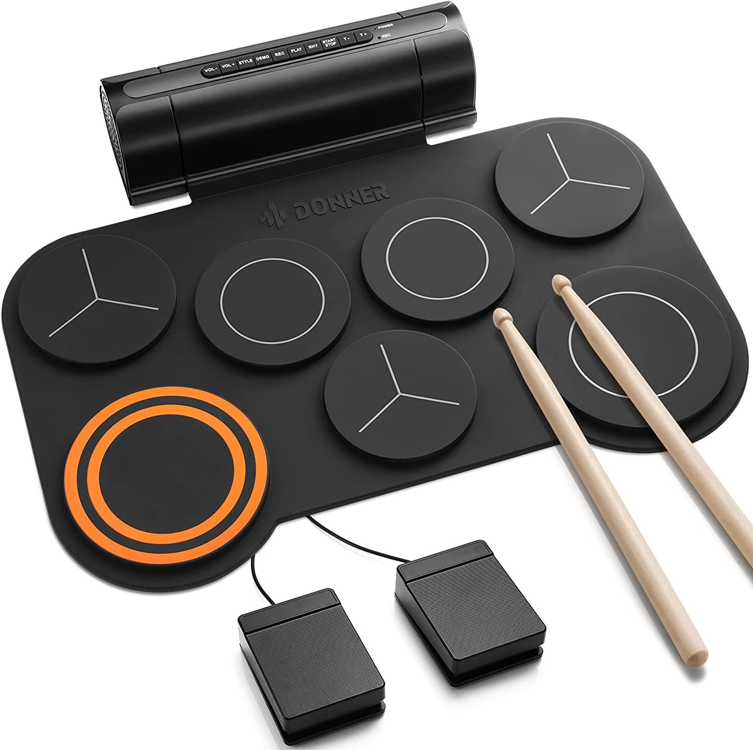 Electronic Drum Set, 7 Pads Electric Drum Pad Roll Up Quiet Drum Pad Built-in Speaker, 40 Lessons Included, Kids Holiday Christmas & Birthday Gift Instrument Toys(DED-20)