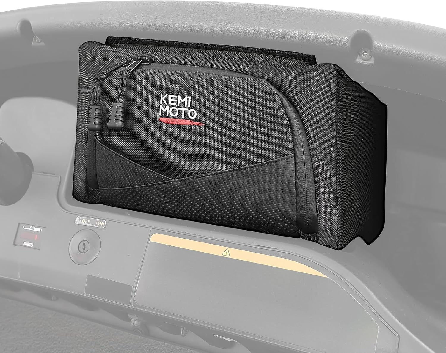 Golf Cart Dash Storage Bag Compatible with Club Car Tempo, 1680D, No Drilling Organizer Bag, Waterproof, Black