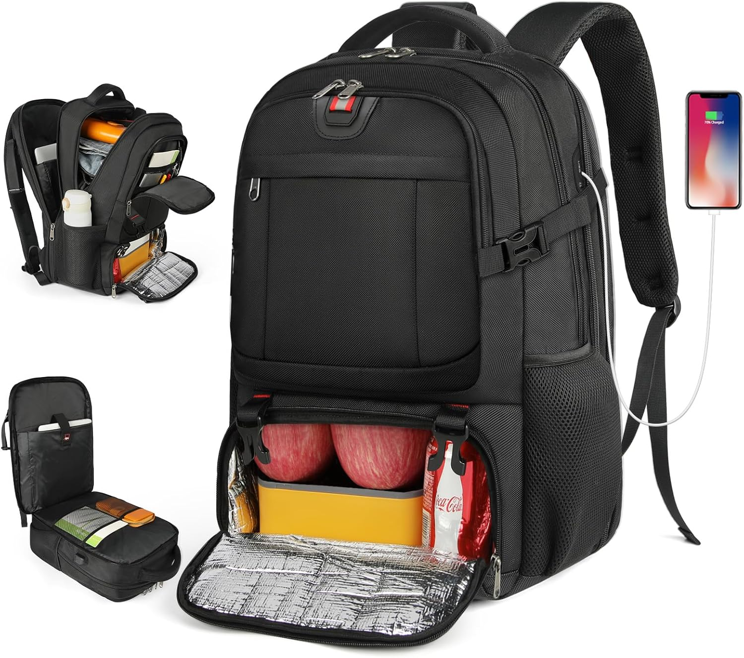 Lunch Backpack 17.3 Inch Laptop Backpack Extra Large Backpack for Men 50L Travel Backpack Waterproof Backpack Computer Backpack for College School Business,(with USB Charging Port)