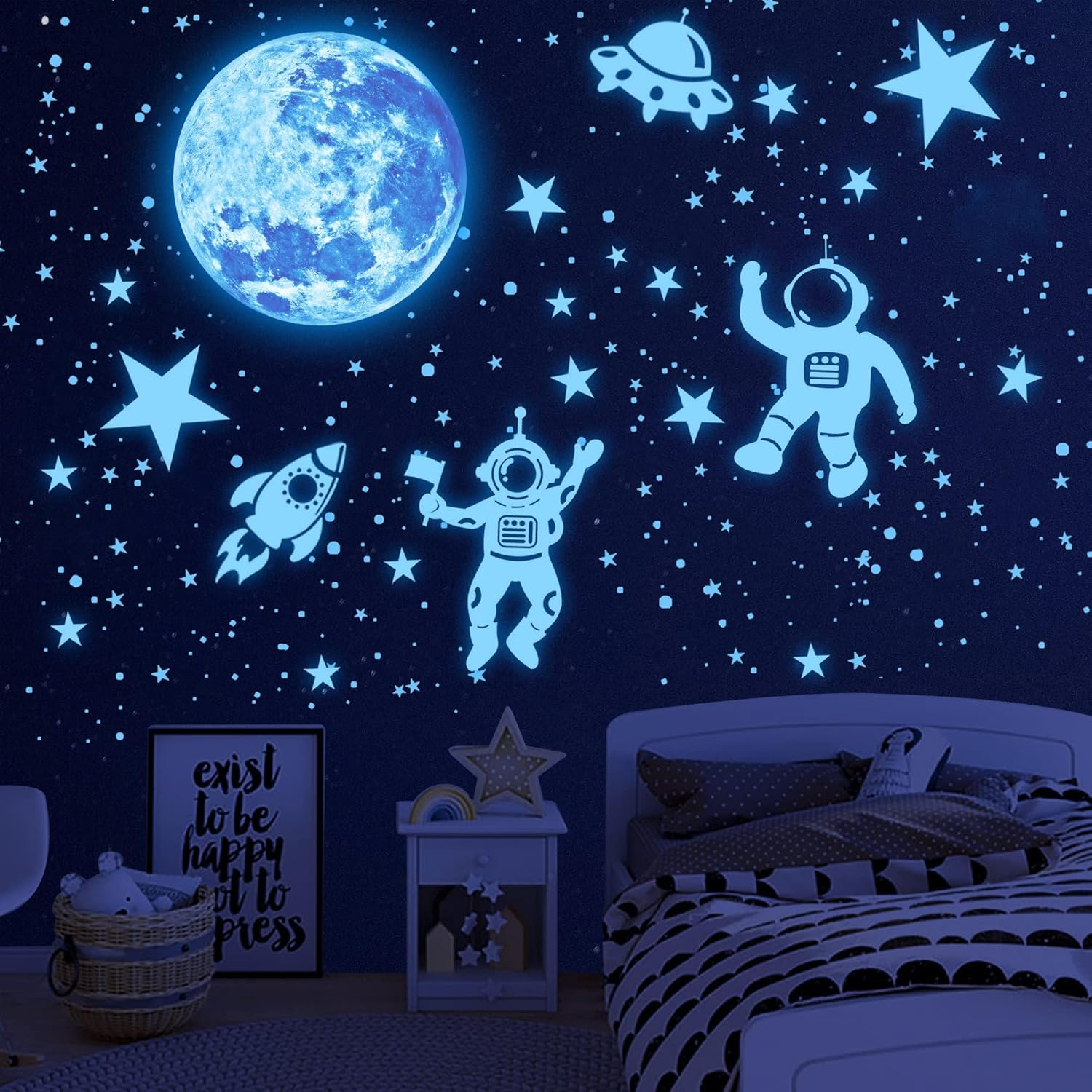 Glow in the Dark Stars for Ceiling 1106Pcs Glow in the Dark Moon