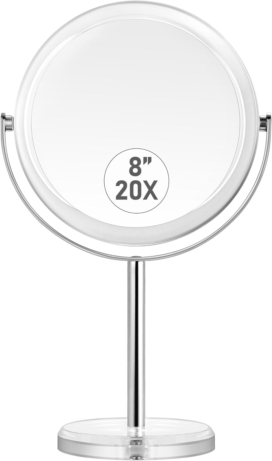 20X Magnifying Makeup Mirror,Double Sided 1X & 20X Magnifying Mirror with Stand,Tabletop Magnified Vanity Mirror with 360°Rotation for Bathroom or Bedroom 8 Inch