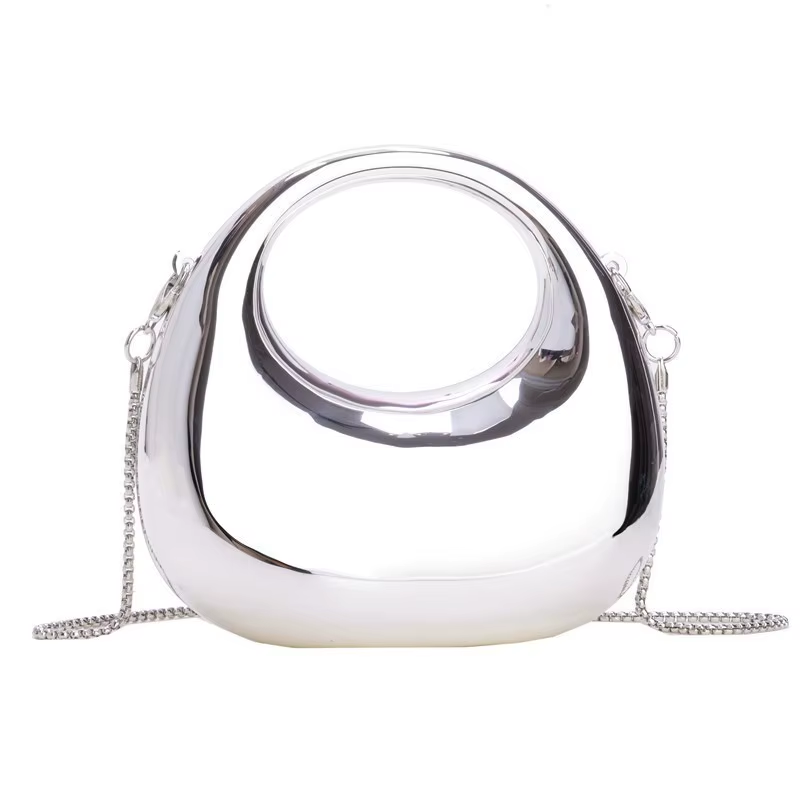 YY0005 2025 Women'S Fashion Lady Sequined Mini Crescent Acrylic Crossbody Bag Adjustable Strap Zipper Closure Polyester Lining