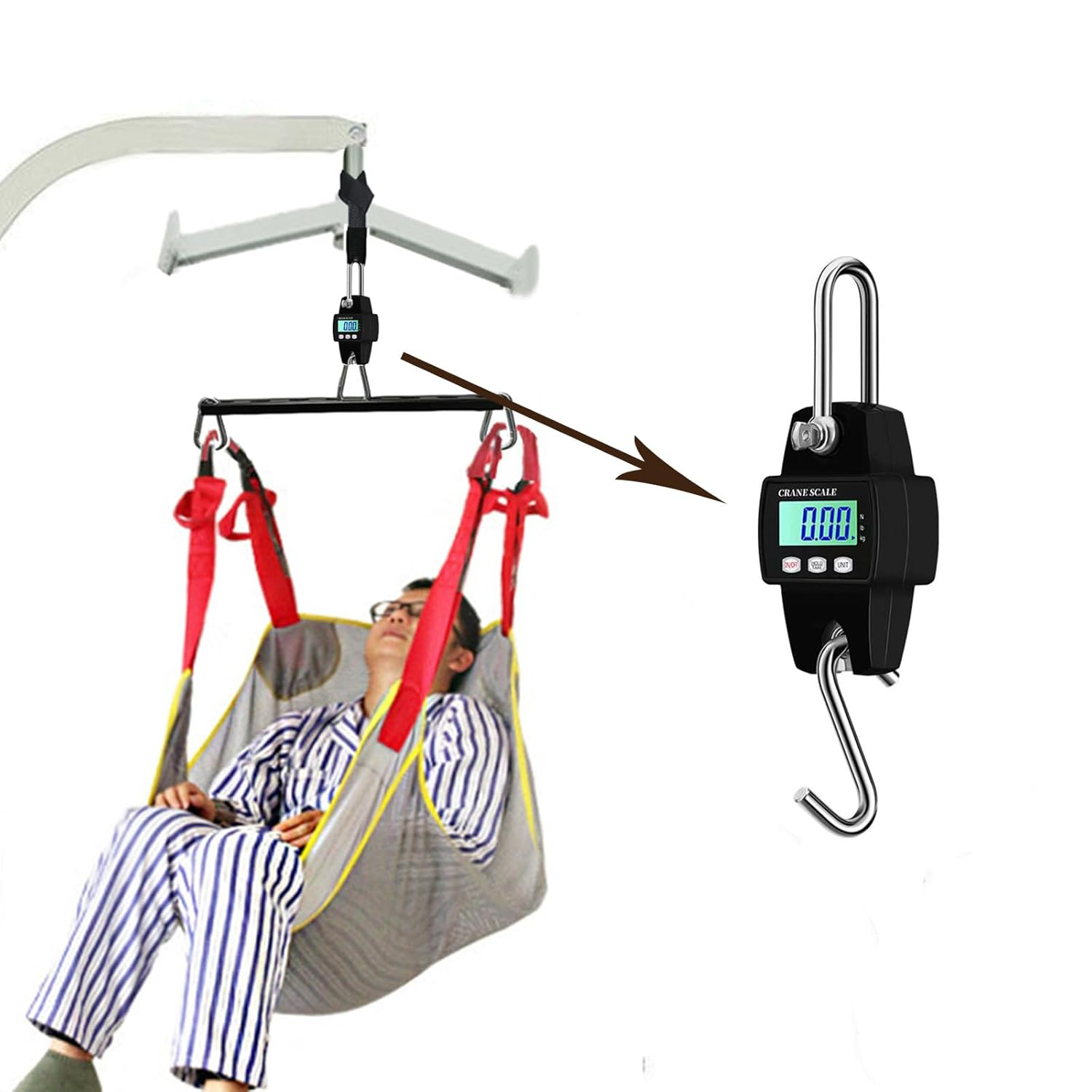 Maximum Load Capacity of 660 Lb Patient Weight Scale for Hoyer Lifts for Home Use (Black)