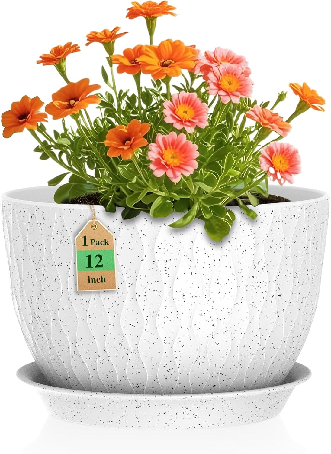 12 Inch Wide Water Ripples Flower Pots for Indoor or Outdoor Plants, Large  Plant | eBay