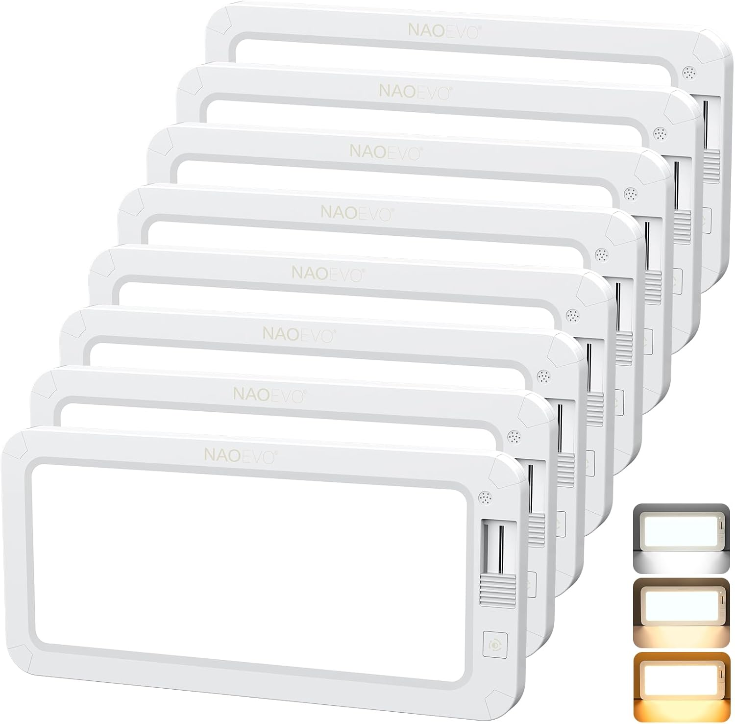 RV Lights Interior 2070LX, 1500LM RV LED Lights Interiors 12V, Camper Lights with 3 Color and Stepless Dimming, Energy-efficient RV Ceiling Light for Trailer Boat Car(8Pack, 2900-6500K)