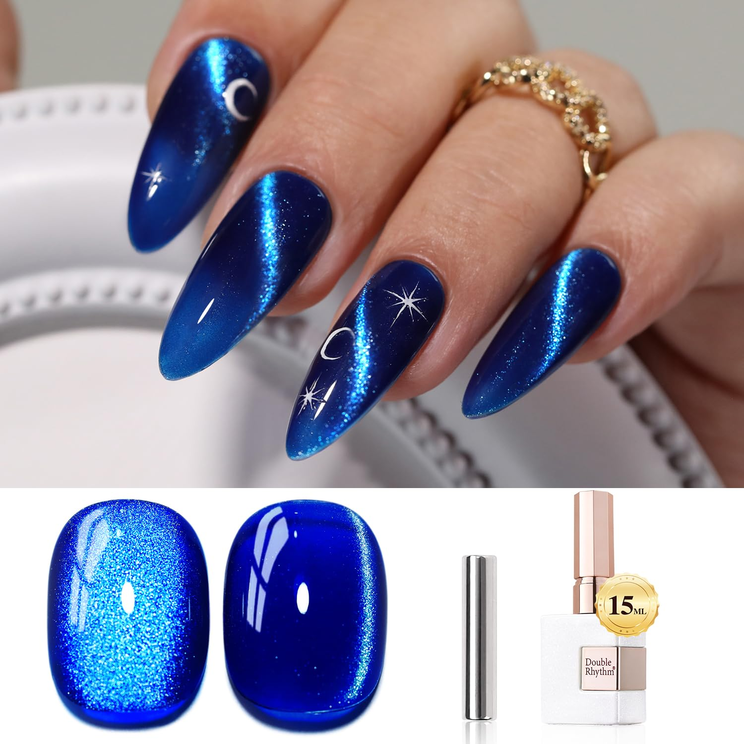 0.5 OZ Cat Eye Gel Polish with Magnet 15ML Holographic Glitter Shimmer Translucent Jelly Color Magnetic Nail Polish Salon DIY at Home (MC1078)