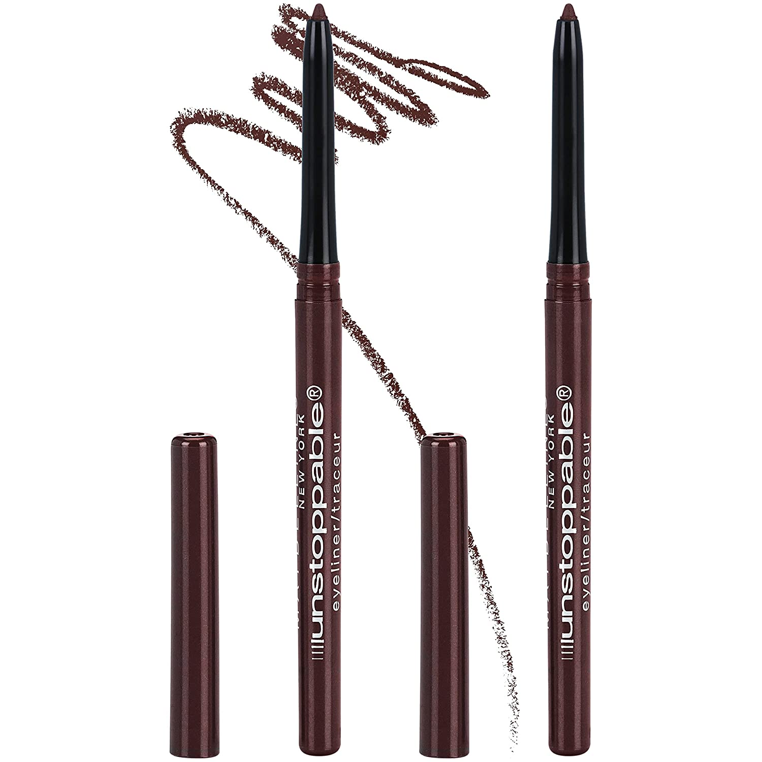 Unstoppable Waterproof Mechanical Brown Eyeliner Pencil, Easy to Apply, Smooth Glide, up to 24 Hour Wear, Cinnabar, Pack of 2