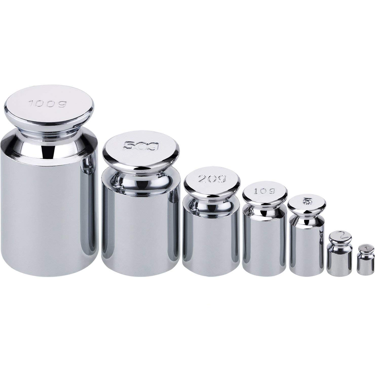 7 PCS Calibration Weights, Scale Weight Set 1G 2G 5G 10G 20G 50G 100G, Carbon Steel Small Weight for Digital Scale, Gram Scale Balance, Jewelry Scale (Silver)