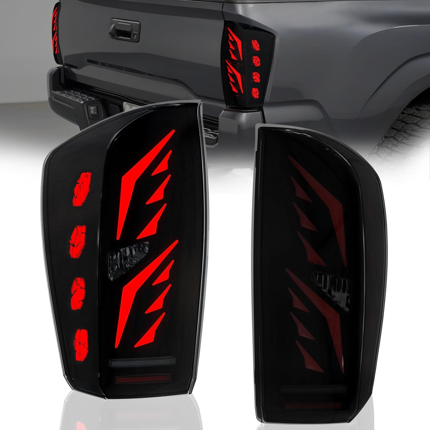 Tacoma LED Tail Light Assembly,Starting Animated Rear Lamp Assembly for 2016 2017 2018 2019 2020 2021 2022 2023 Toyota Tacoma, with Dynamic Turn Signal,Brake Light,Reverse Light