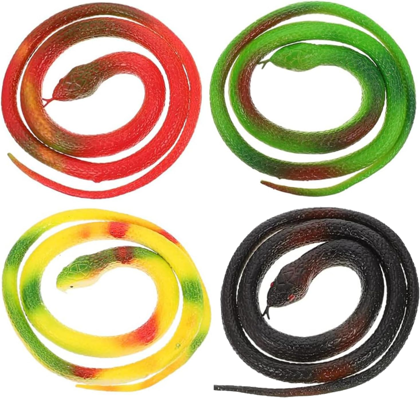 Realistic Rubber Snakes - 4 Pieces 29 Inch Fake Rubber Snake to Keep Birds Away, Rubber Realistic Snake for Garden Props to Scare Birds, Squirrels, Mice (Red)