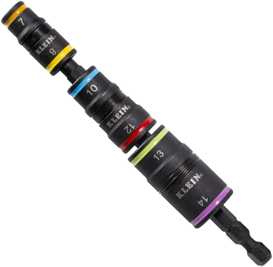 32933M 6-in-1 Metric Impact Socket Set, 3 Flip Sockets with 7, 8, 10, 12, 13 and 14 mm Nut Driver Sizes, Impact Rated 5-Inch Shaft