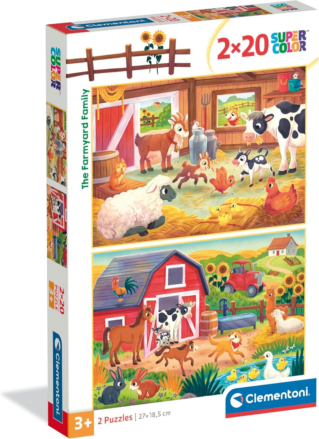 - Puzzle per Bambini 2X20 Pezzi Supercolor, per Bambini 3+ Anni, Illustrazione Animali, Famiglia Della Fattoria, Idea Regalo, Made in Italy, 27X19 Cm, 24818