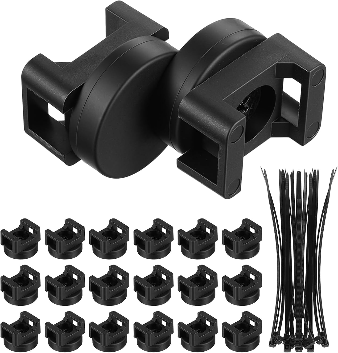 120Pcs Magnetic Zip Tie Mounts – 20 Heavy-Duty Magnet Bases & 100 Nylon Cable Ties for Strong, Neat Wire Management