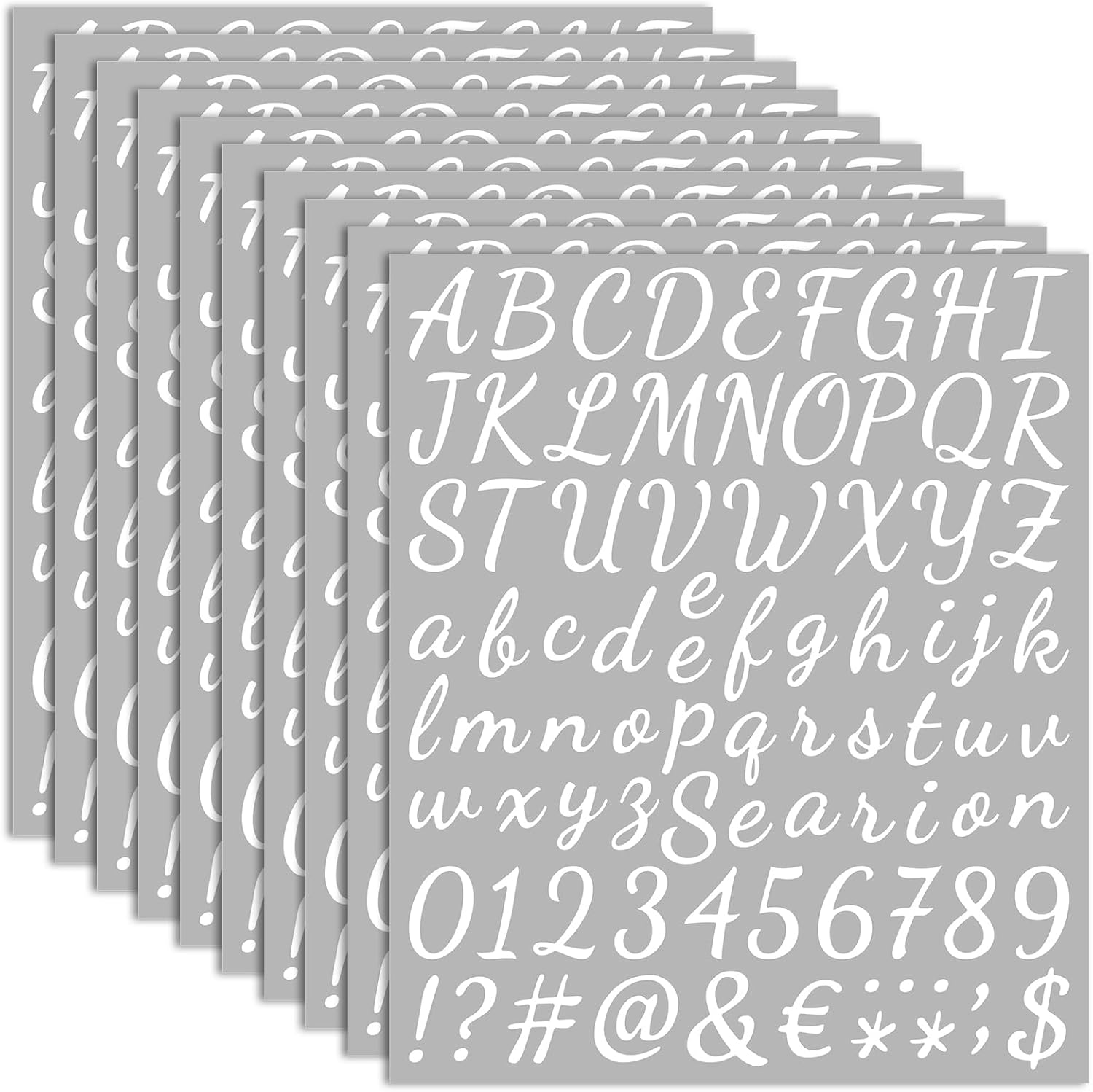 10 Sheets Small Letter Stickers - 1 Inch Handwritten White Vinyl Self Adhesive Alphabet Number Stickers Stick on Letters for Arts Crafts Outdoor Sign Wall Mailbox Windows Doors Car Poster Board