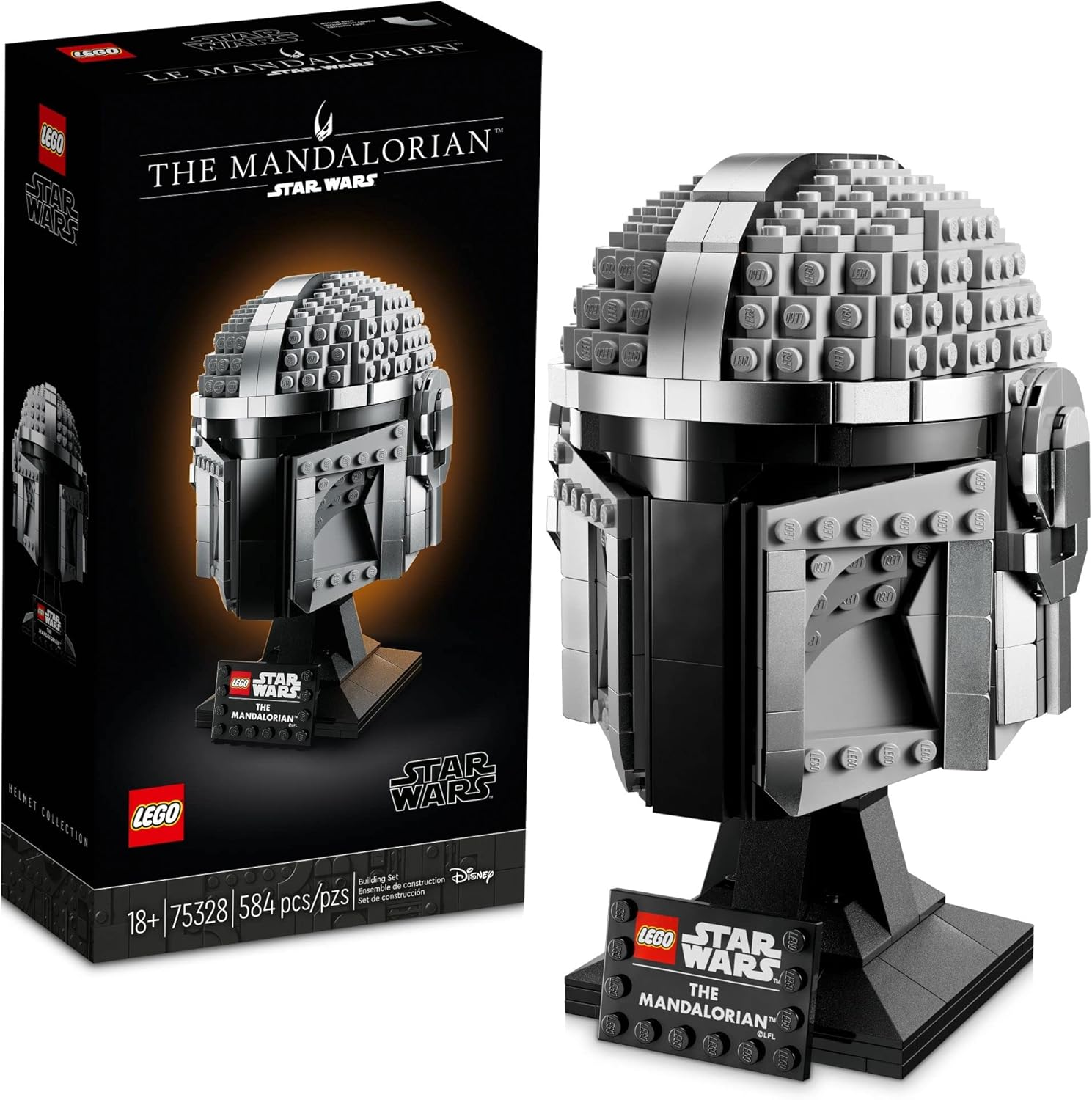 LEGO Star Wars the Mandalorian Helmet 75328 Buildable Model Kit, Display Collectible Decoration Set for Adults, Men, Women, Mom, Dad, Collectible Gift Idea