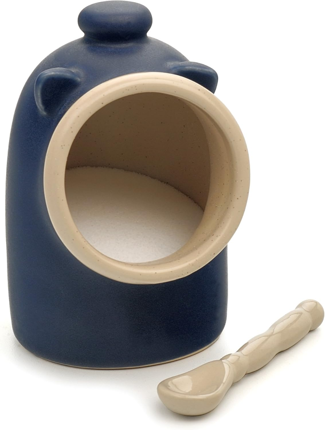 RSVP International Stoneware Salt Pig and Spoon Set, Wide Mouth, Dishwasher S... - Picture 2 of 15