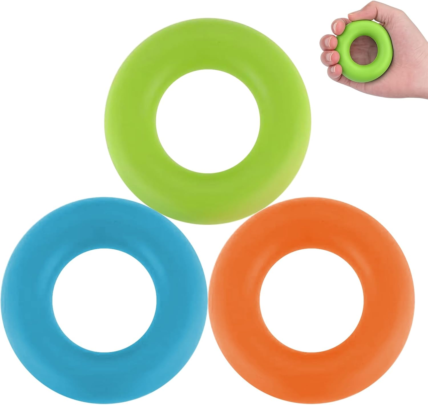 Fingertrainer Set, 3 Stück, Silikon Handtrainer Unterarmtrainer, Für Muskeltraining, Stressabbau Und Klettern
