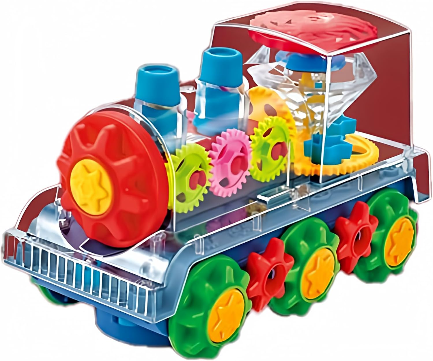Electric Transparent Gear Train Toy with Flashing Lights and Music