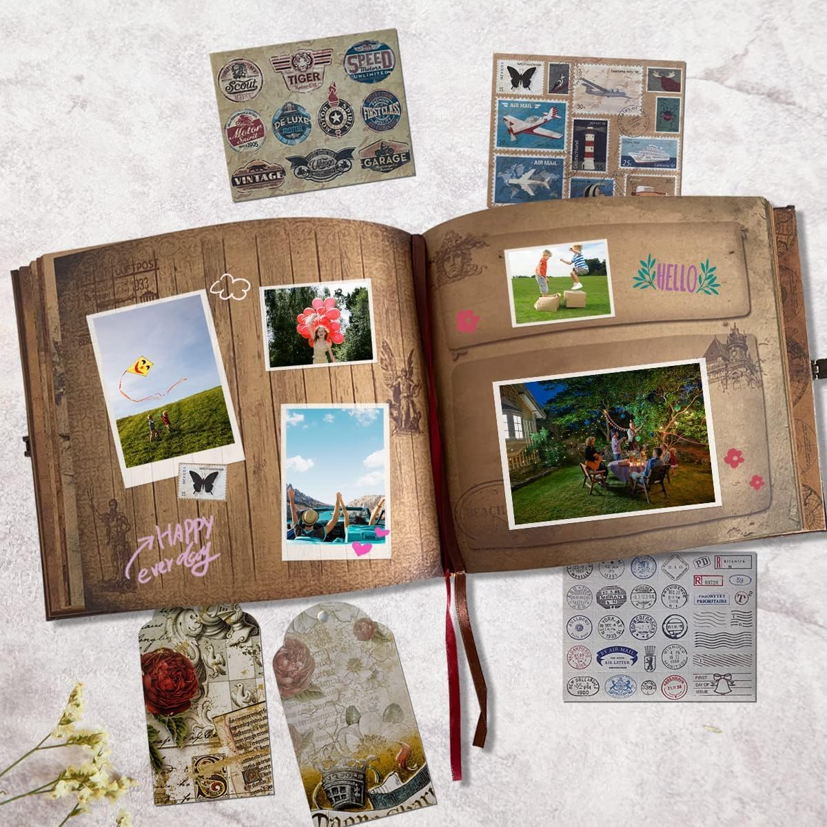 Our Adventure Book 146-Page DIY Handmade Scrapbook, Embossed Leather Cover - ... - Picture 7 of 19