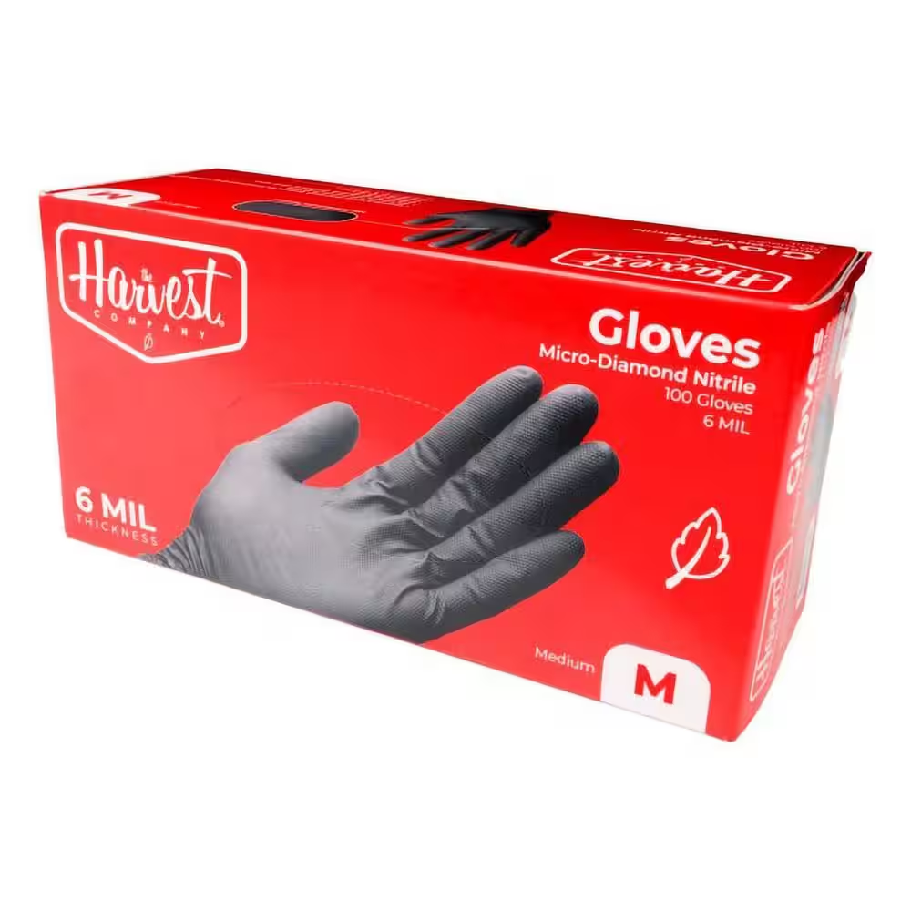 6 Mil Heavy-Duty Micro Diamond Texture Medium Nitrile Cleaning Gloves in Black 100-Count (1-Pack)