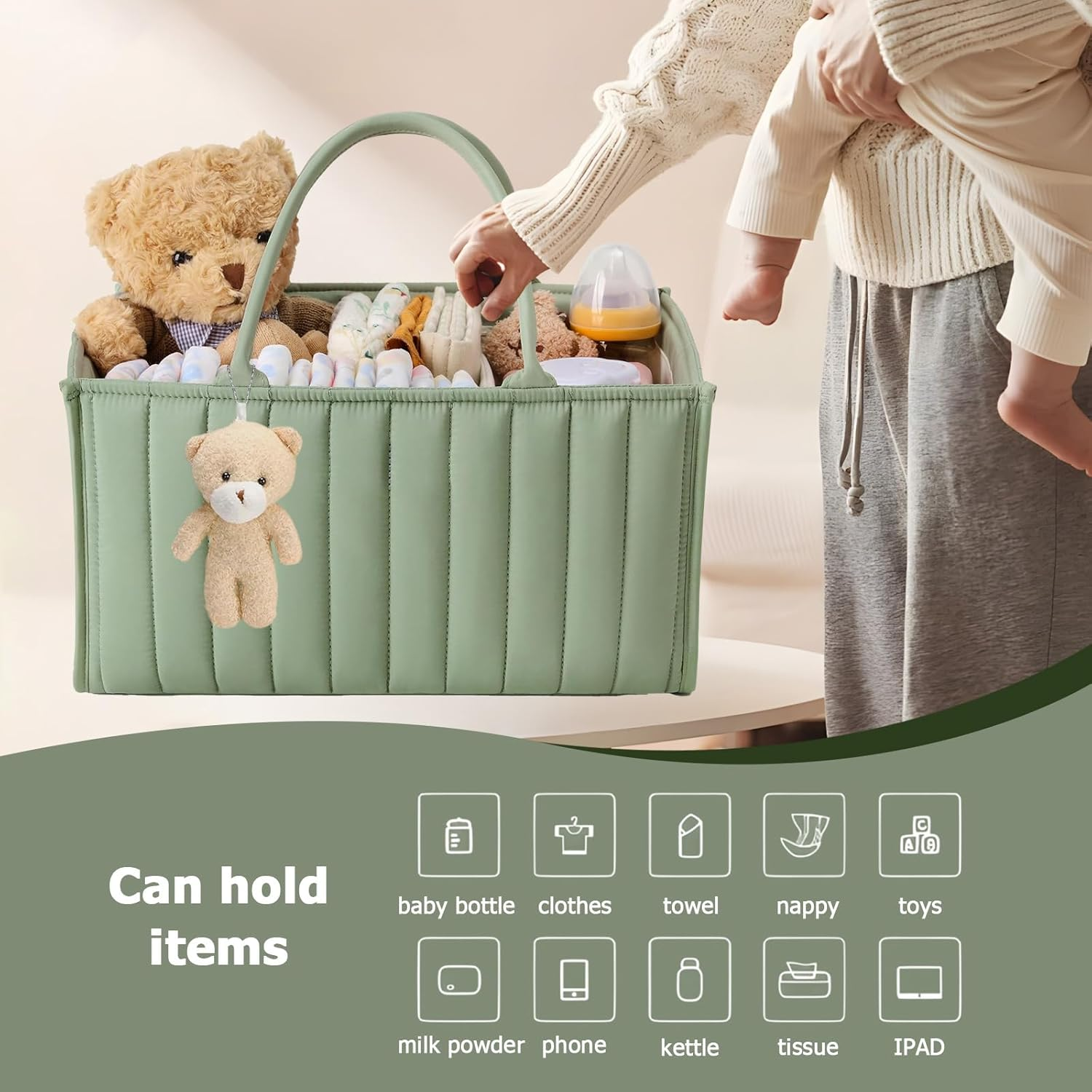 HITOUR Nappy Caddy Organiser Stylish Diaper Caddy Storage Basket Perfect for ... - Picture 5 of 14