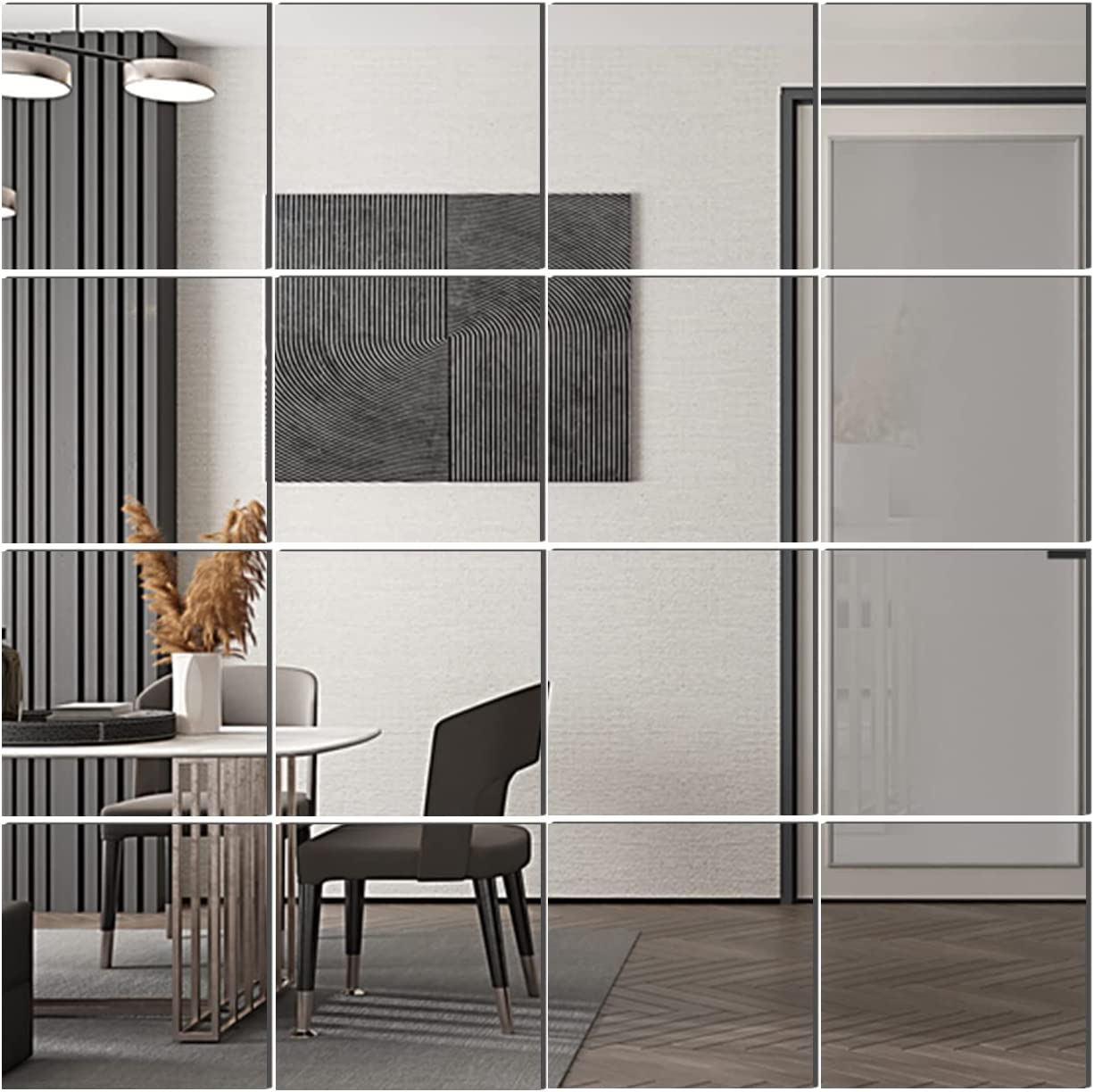 Delma Glass Full Length Wall Mirror Tiles, 14'' x 12'' x 4PCS, Frameless Full... - Picture 13 of 13
