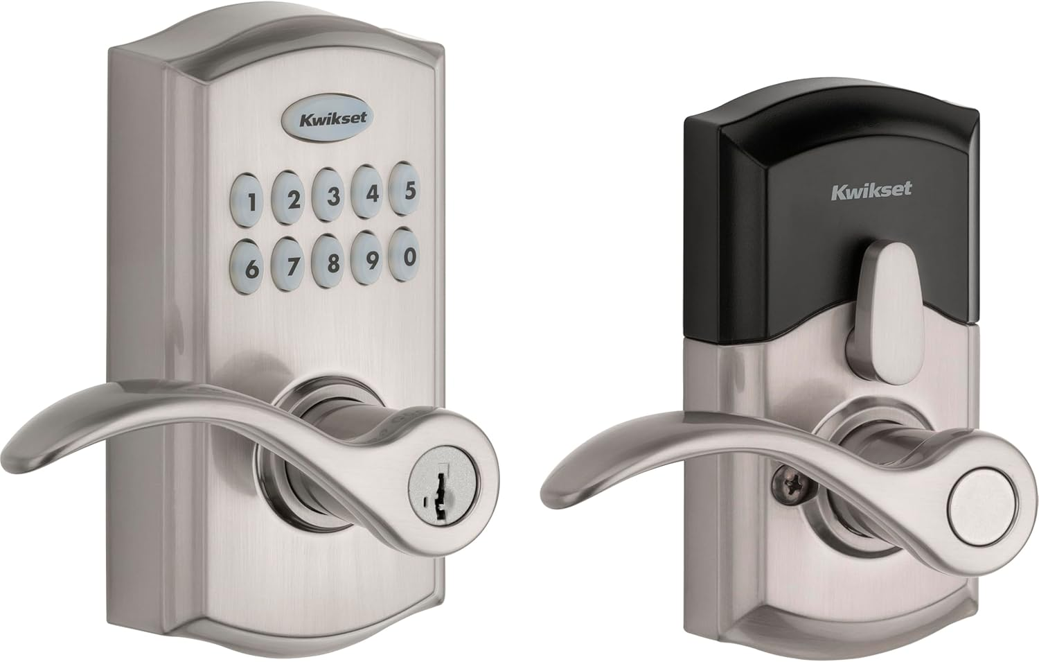 Smartcode 955 Pembroke Light Commercial 10-Button Keypad Electronic Lever, Convenient Keyless Entry, 3-Year Batter Life and High Traffic Durability in Satin Nickel