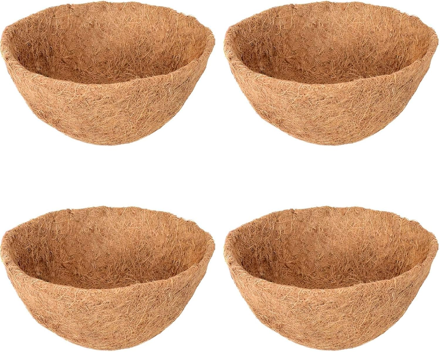 Halatool 4 Pack 14 Inch Coconut Liners for Planters - 100% Natural Coco Liner, round Coco Coir Hanging Basket Liners for Flowers, Vegetables, Garden, Lawn & Patio