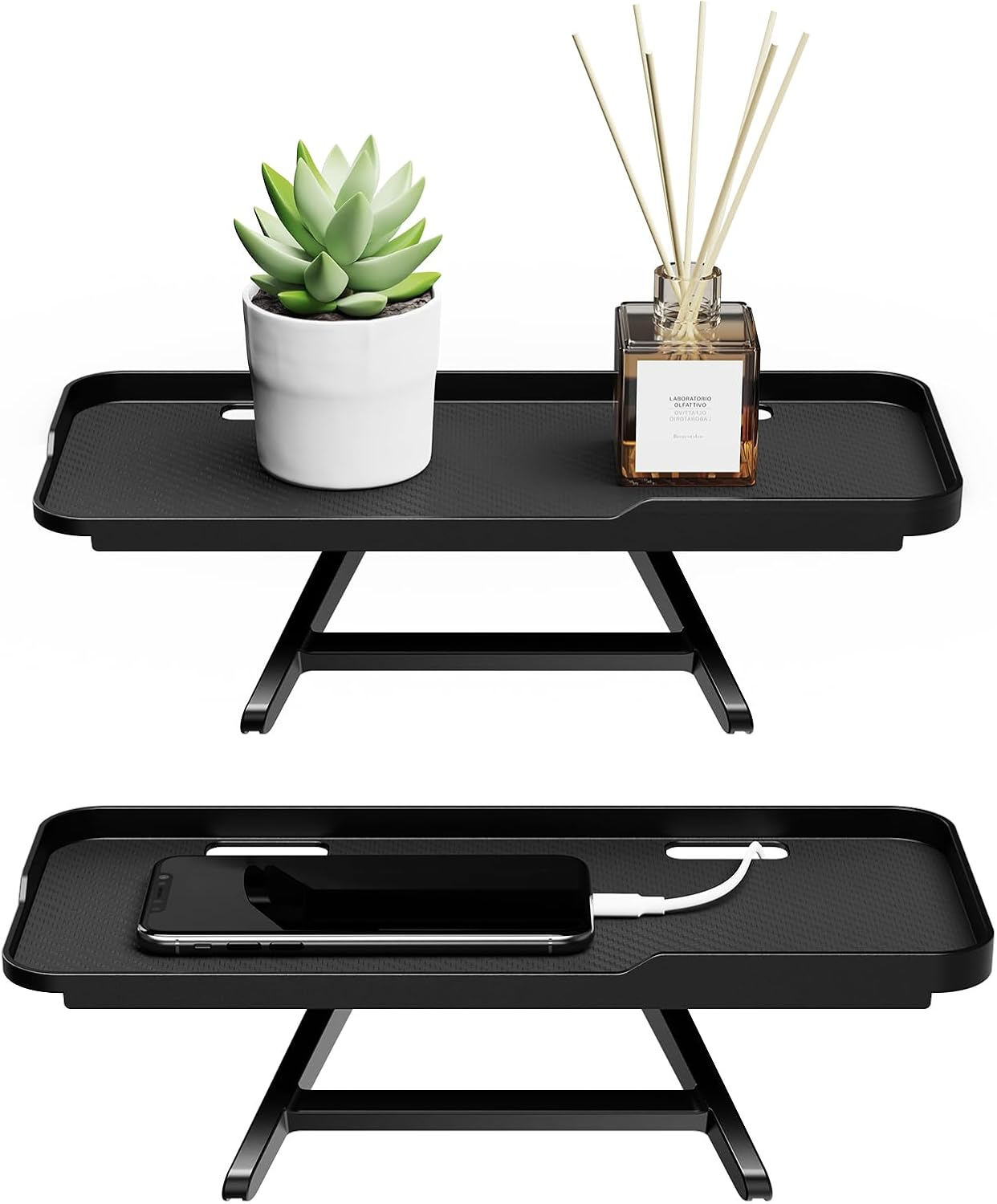 2 Pcs TV Top Shelf- Adjustable Monitor Screen Shelf, TV Top Storage Bracket Computer Screen Shelf for Soundbar, Media Boxes, Game Console, Router and Home,11.8 x 4.9in
