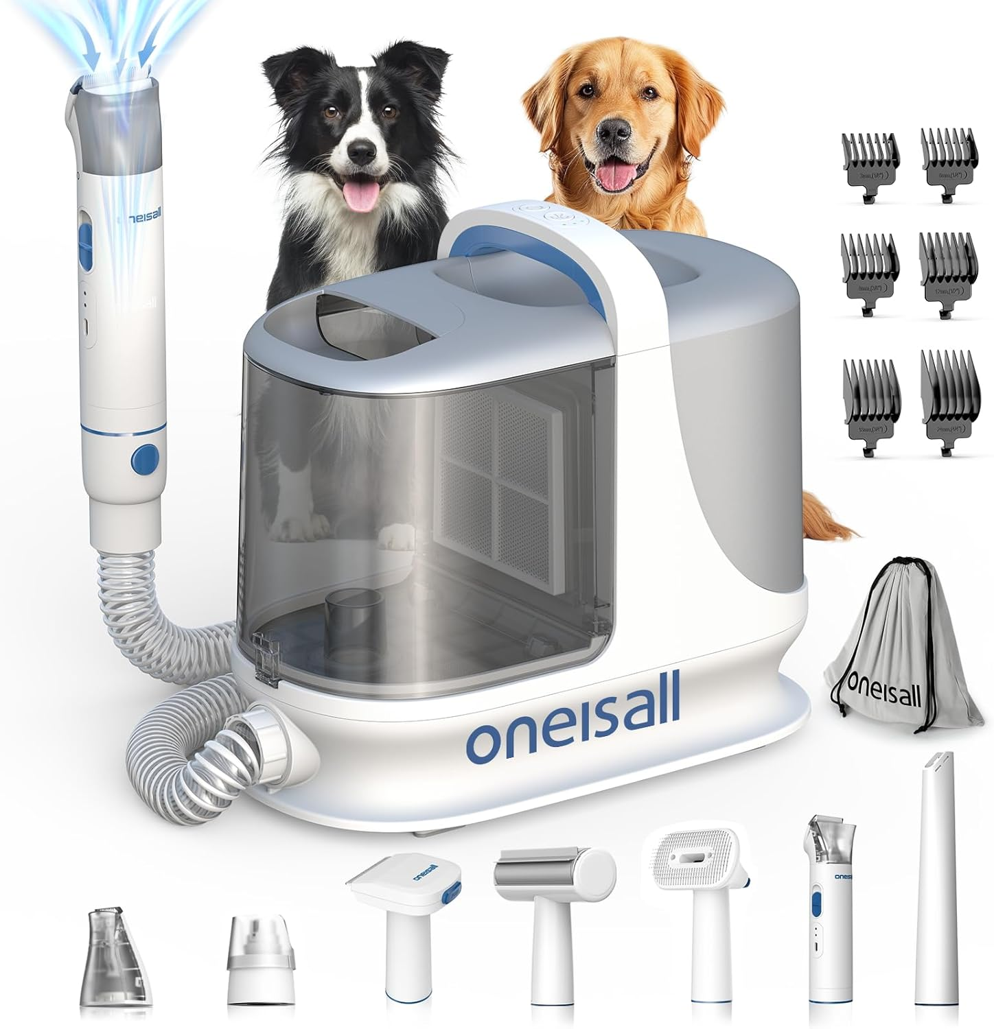 Dog Grooming Vacuum, 13000Pa Powerful 3L Dust Cup Pet Vacuum with Clipper Nail Grinder & Shedding Brush, 7 in 1 Dog Grooming Kits, Quiet, Large Capacity 3 Suction Levels, BM3