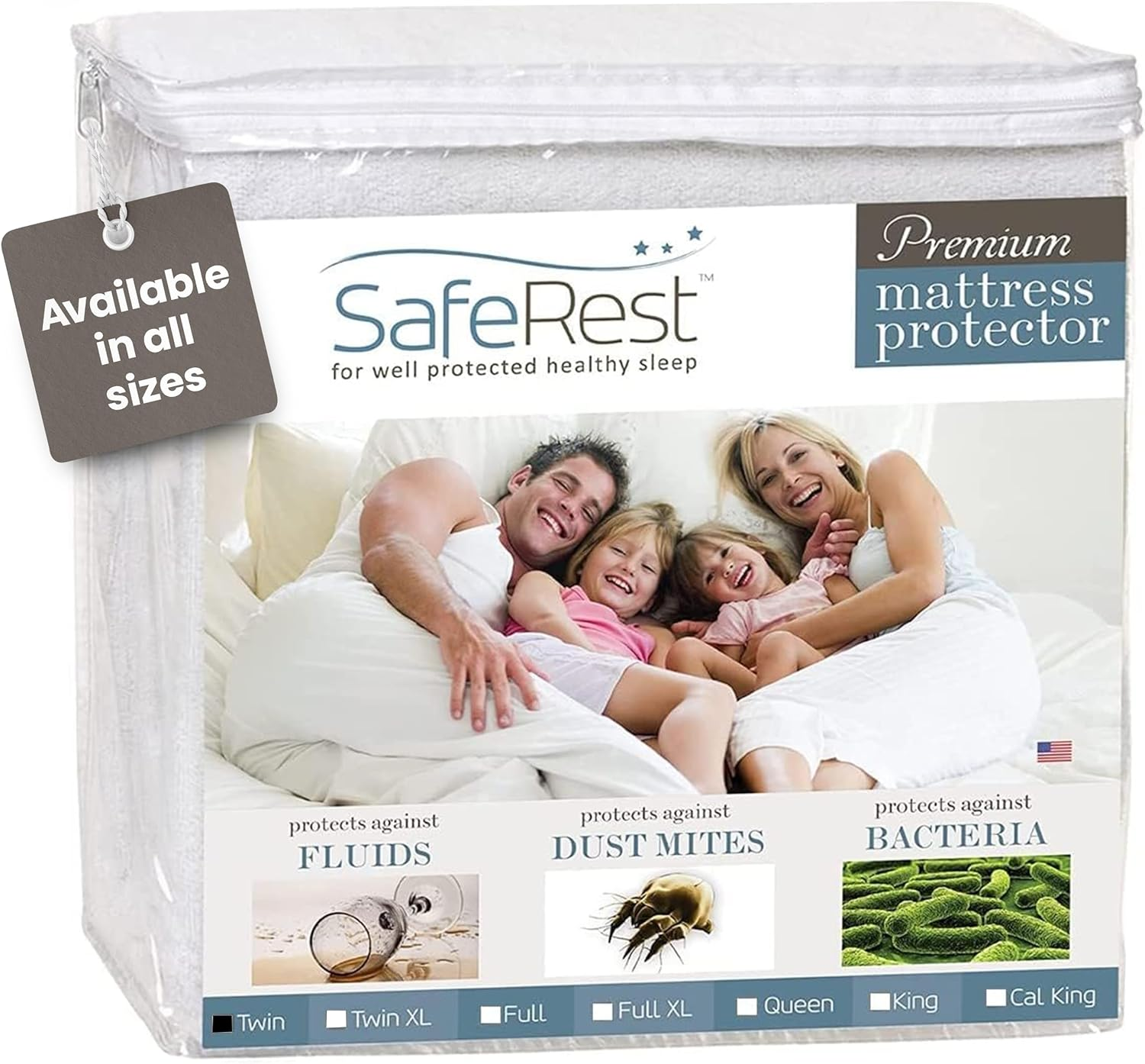 Protector colchon twin impermeable algodon lavable bolsillos elasticos ajustable