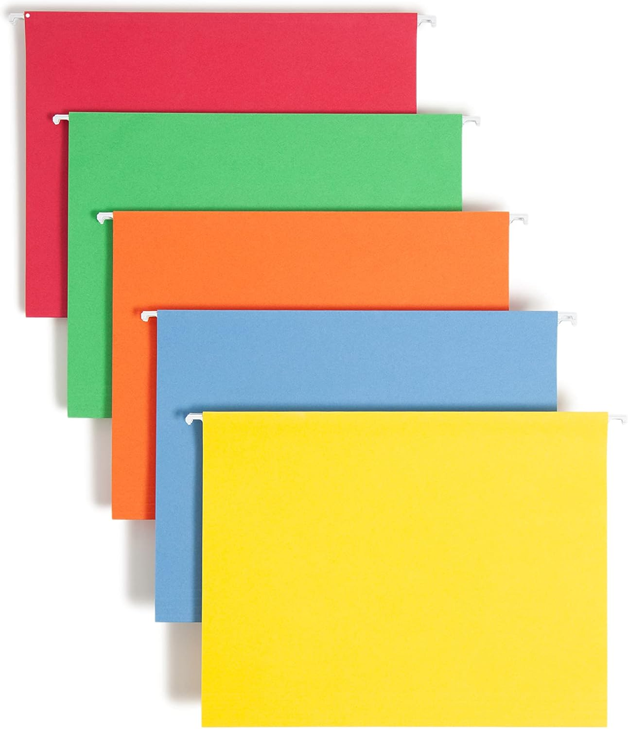 Standard Hanging File Folders, 25 Count, Assorted Primaries, 1/5-Cut Adjustable Tabs, Letter Size (64059)