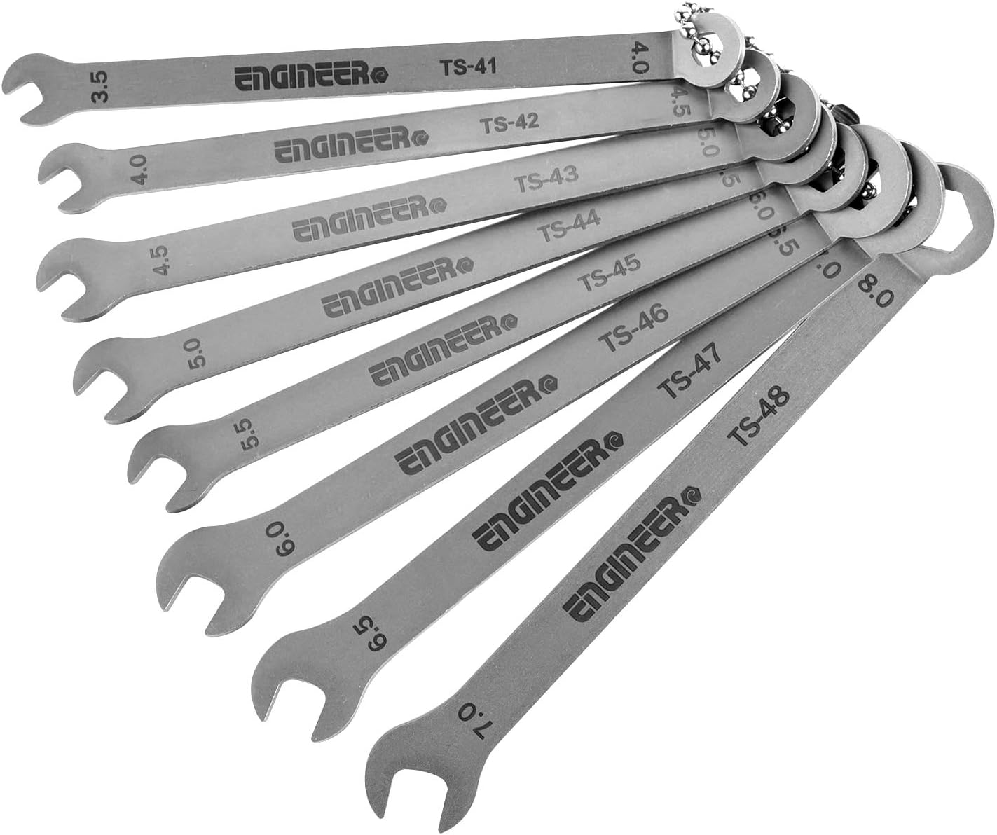 Super Slim / Thin 8-In-1 Mini Spanner Set Combination Wrench Set, Metric Sizes, Stainless Steel, Only 1.5Mm Thick! TS-04 Made in Japan