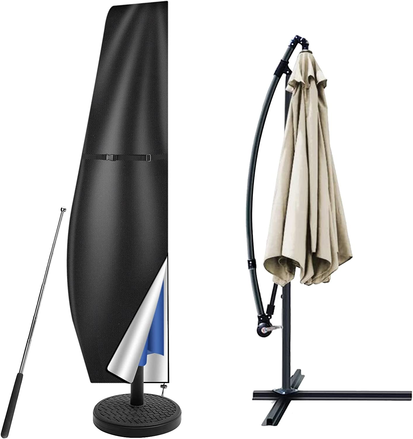 Neween Cantilever Parasol Cover with Rod, Heavy Duty Large Umbrella Cover wit... - Picture 21 of 22