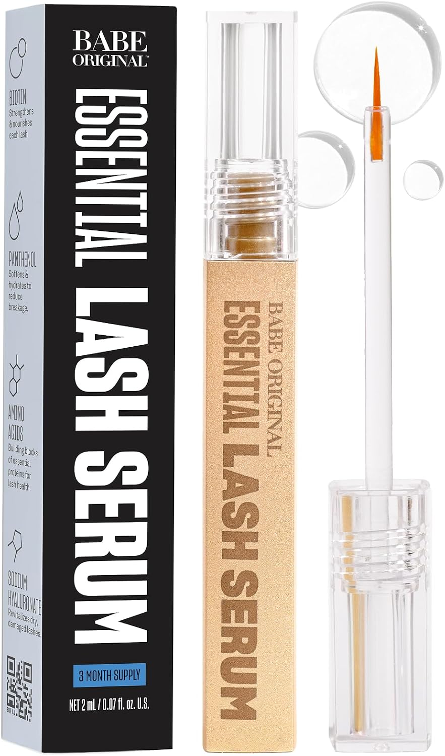 Babe Original Essential Lash Serum for Visibly Longer-Looking Lashes, 2Ml | Lash Enhancing Serum for Natural Lashes & Extensions, Biotin & Amino Acids Nourish & Strengthen for Longer-Looking Lashes