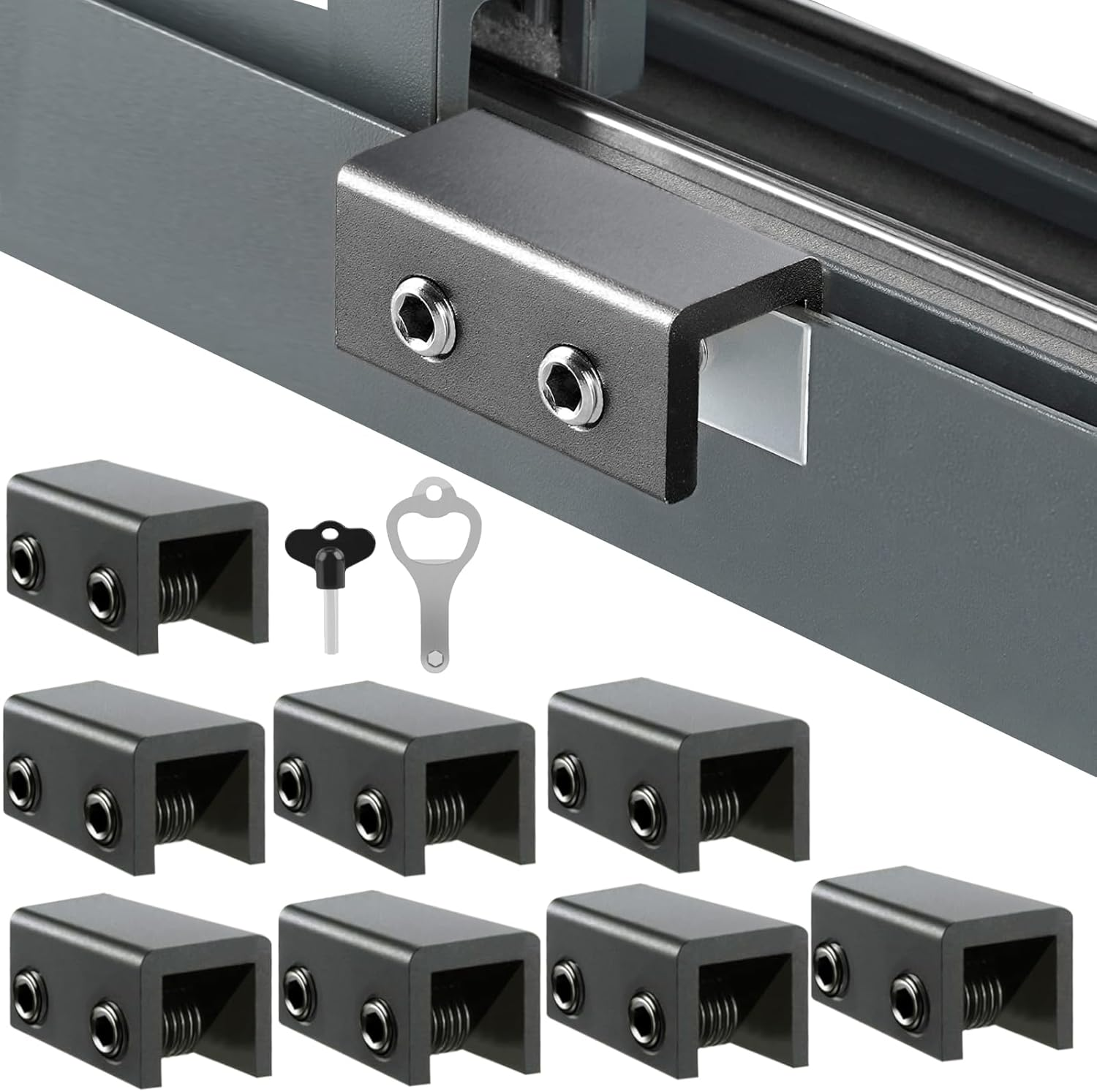 Sliding Window Locks (8 Sets), Security Window Locks with Keys, Adjustable Aluminum Sliding Window Stops, Easy Installation without Drilling, for Vertical and Horizontal Sliding Windows